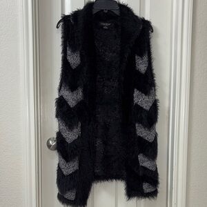 Black and Gray Chevron Women's Cardigan Vest